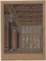 Athene, Akropolis. Paleis van koning Otto van Griekenland. Praalzaal