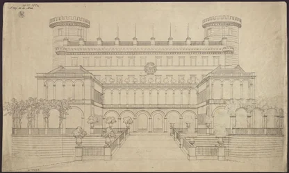 Bad Muskau. Kasteel. Eerste verbouwingsvoorstel. Opstand van de zuidzijde