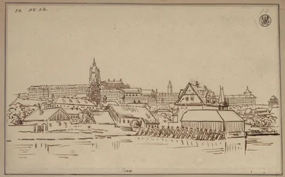 De Hradčany in Praag, met gebouwen in Malá Strana op de voorgrond