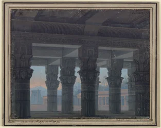 Die Zauberflöte. Opera van Wolfgang Amadeus Mozart. Ontwerp voor het 8e decor. Voorhal van het labyrint
