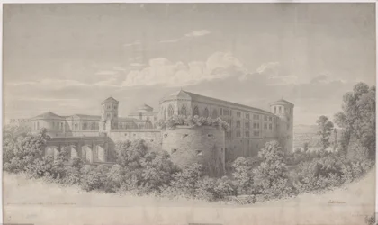 Halle aan de Saale. Ontwerp voor de verbouwing van de Moritzburg. Gezien vanuit het noordoosten