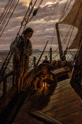 Zeilboot, detail, na 1820 (Olieverf op doek)