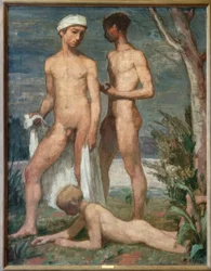 Drie badende jongelingen