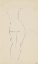 Staand model, van achteren gezien