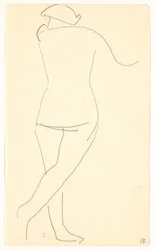 Staand model, van achteren gezien