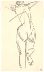 Staand model, van achteren gezien