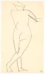 Staand model, van achteren gezien