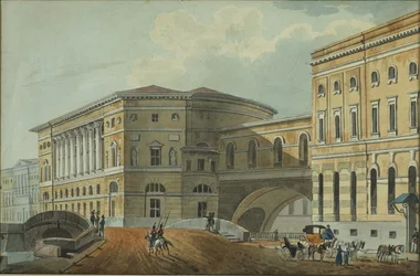 Uitzicht op de Paleiskade in Sint-Petersburg, Eerste kwart van de 19e eeuw