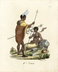 Afrikaanse krijgers met wapens (print)