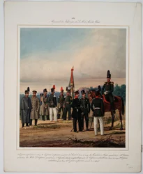 Infanterieregiment van keizer Wilhelm I van Pruisen - 5e Kaluga Infanterieregiment van keizer Wilhelm I van Pruisen - Piratsky, Karl Karlovich (1813-1889) - 1861 - Kleurenlithografie - 56x45 - Privécollectie