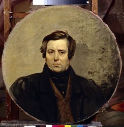 Portret van schrijver Vasily Ivanovich Orlov. Schilderij van Karl Pavlovich Briullov