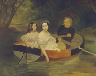 Zelfportret met barones Yekaterina Meller-Zakomelskaya en haar dochter in een boot, 1833-1835