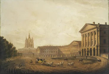 Uitzicht op het Smolny Instituut voor adellijke meisjes in Sint-Petersburg