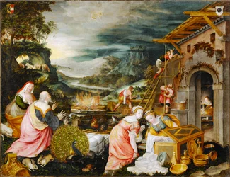 Noah en zijn familie bedanken voor hun redding (schilderij op canvas)