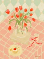 Rode tulpen: zomerse picknick
