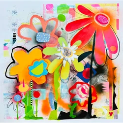 bloemen symfonie, 2025 (gemengde techniek op papier)