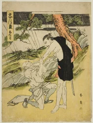 Vijfde akte: Yamazaki Highway uit het toneelstuk Chushingura (Schatkist van de Zevenenveertig Loyale Retainers)