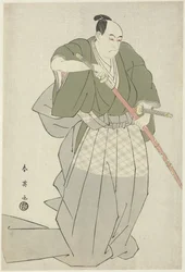 Momonoi Wakasanosuke trekt één van zijn twee zwaarden