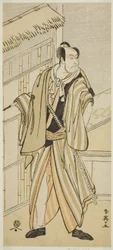 De acteur Ichikawa Ebizo (Danjuro V) als Banzui Chobei in het toneelstuk Gozen-gakari Sumo Soga, opgevoerd in het Kawarazaki Theater in de tweede maand, 1793