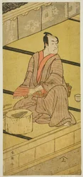 De acteur Ichikawa Monnosuke II als Daidoji Tabatanosuke in het toneelstuk Mukashi Mukashi Tejiro no Saru, opgevoerd in het Ichimura Theater in de achtste maand, 1792