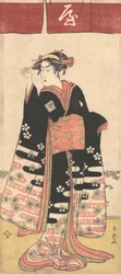 De acteur Ichikawa Monosuke II in een niet-geïdentificeerde vrouwelijke rol, ca. 1789