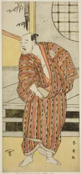 De acteur Kataoka Nizaemon VII als Hayakawa Matabei () in het toneelstuk Furiwake-gami Aoyagi Soga (), opgevoerd in het Miyako Theater () in de eerste maand, 1796 ()