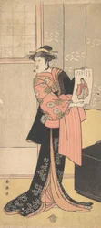 De Derde Segawa Kikunojo als een Vrouw Staand in een Kamer, ca. 1793