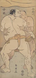Twee Beroemde Worstelaars Onogawa en Tanikase, ca. 1795