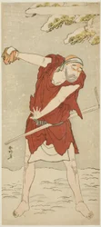 Acteur Onoe Matsusuke I als bedelmonnik in "Courtesan: Kerria Roses at Ide" ("Keisei Ide no yamabuki")