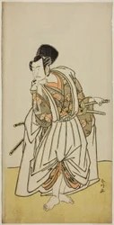 De acteur Ichikawa Yaozo II als Sakura-maru in het toneelstuk Sugawara Denju Tenarai Kagami, opgevoerd in het Ichimura Theater in de zevende maand, 1776