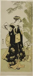 De acteur Segawa Kikunojo III als Otora in het toneelstuk Ume-goyomi Akebono Soga, opgevoerd in het Ichimura Theater in de derde maand, 1780