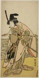 De acteur Yamashita Kinsaku II als Lady Kikusui (Kikusui Gozen) in het toneelstuk Kaeribana Eiyu Taiheiki, Opgevoerd in het Nakamura Theater in de Elfde Maand, 1779