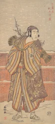 Matsumoto Sumezo als een man in winterkleding in de sneeuw, ca. 1785-90