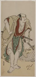 Otani Hiroji III als een Samurai naast een stroom, ca. 1780