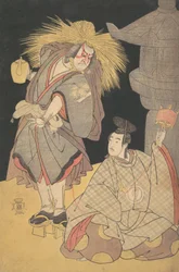 Scène uit het drama Yuki-motsu-take Furisode Genji