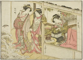 Courtisanes van de Nakaomiya, uit het boek "Spiegel van mooie vrouwen van de plezierwijken," deel 2
