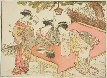 Courtisanes van de Yadaya, uit het boek "Spiegel van Mooie Vrouwen van de Plezierkwartieren (Seiro bijin awase sugata kagami)," deel 1
