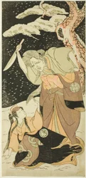 Nakamura Utaemon I als Karashi Baba en Yoshizawa Sakinosuke III als Shirotae