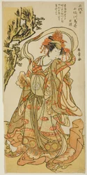 Osagawa Tsuneyo II als Itsukushima Tennyo in het Kabuki-stuk "Tokimekuya o-Edo no hatsuyuki"