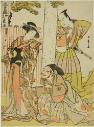 Scène bij het Tsurugaoka Hachiman Heiligdom, uit Acte Eén van Chushingura, uit de serie 