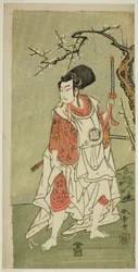De Acteur Arashi Sangoro II als Sakura-maru in het Toneelstuk Sugawara Denju Tenarai Kagami, Opgevoerd in het Ichimura Theater in de Eerste Maand, 1772