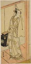 De Acteur Arashi Sangoro II als de Kapper Obana Saizaburo in het Toneelstuk Koi Musume Mukashi Hachijo, Opgevoerd in het Nakamura Theater in de Derde Maand, 1776