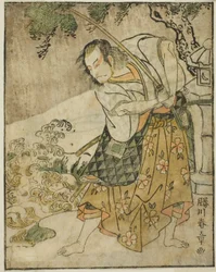 De Acteur Ichikawa Danjuro V als Ogata no Sabura (?) in het stuk Nue no Mori Ichiyo no Mato, uitgevoerd in het Nakamura Theater in de elfde maand, 1770