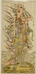 De Acteur Ichikawa Danjuro V als een Stenen Beeld van Fudo Myoo in het Toneelstuk Kitekaeru Nishiki no Wakayaka, Opgevoerd in het Nakamura Theater in de Elfde Maand, 1780