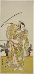 De Acteur Ichikawa Danzo IV als Soga no Goro Tokimune in het stuk Chigo Suzuri Aoyagi Soga, uitgevoerd in het Nakamura Theater in de eerste maand, 1777