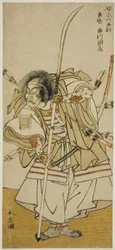 De acteur Ichikawa Danzo IV als Taira no Tomomori in het stuk Yoshitsune Sembon-zakura, uitgevoerd in het Nakamura Theater in de achtste maand, 1777