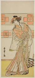 De Acteur Ichikawa Monnosuke II als de Geest van de Afvallige Monnik Seigen in het Toneelstuk Edo no Hana Mimasu Soga, Opgevoerd in het Nakamura Theater in de Tweede Maand, 1783