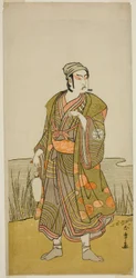 De acteur Ichimura Uzaemon IX als de pottenbakker Tsuchihei in het stuk Higashiyama Momiji no Kadode, uitgevoerd in het Ichimura Theater in de negende maand, 1778
