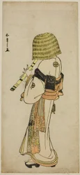 De Acteur Nakamura Nakazo I als Kakogawa Honzo in Komuso Kleding in het Toneelstuk Kanadehon Chushingura, Uitgevoerd in het Ichimura Theater in de Zevende Maand, 1783