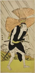 De acteur Nakamura Nakazo I als Ono Sadakuro in het stuk Kanadehon Chushingura, uitgevoerd in het Nakamura Theater in de vijfde maand, 1776